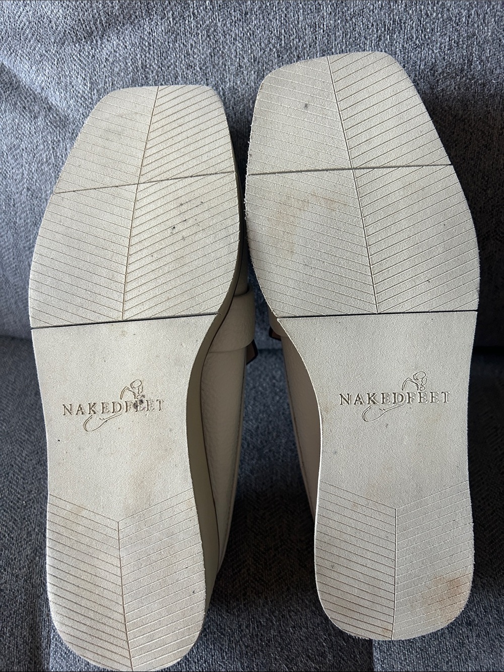 Naked Feet Cream Leather Chain-Trim Mules - Picture 9 of 9